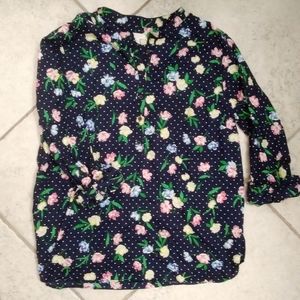 Talbots |  XL Floral and Polka Dot Roll Tab Sleeve Tunic